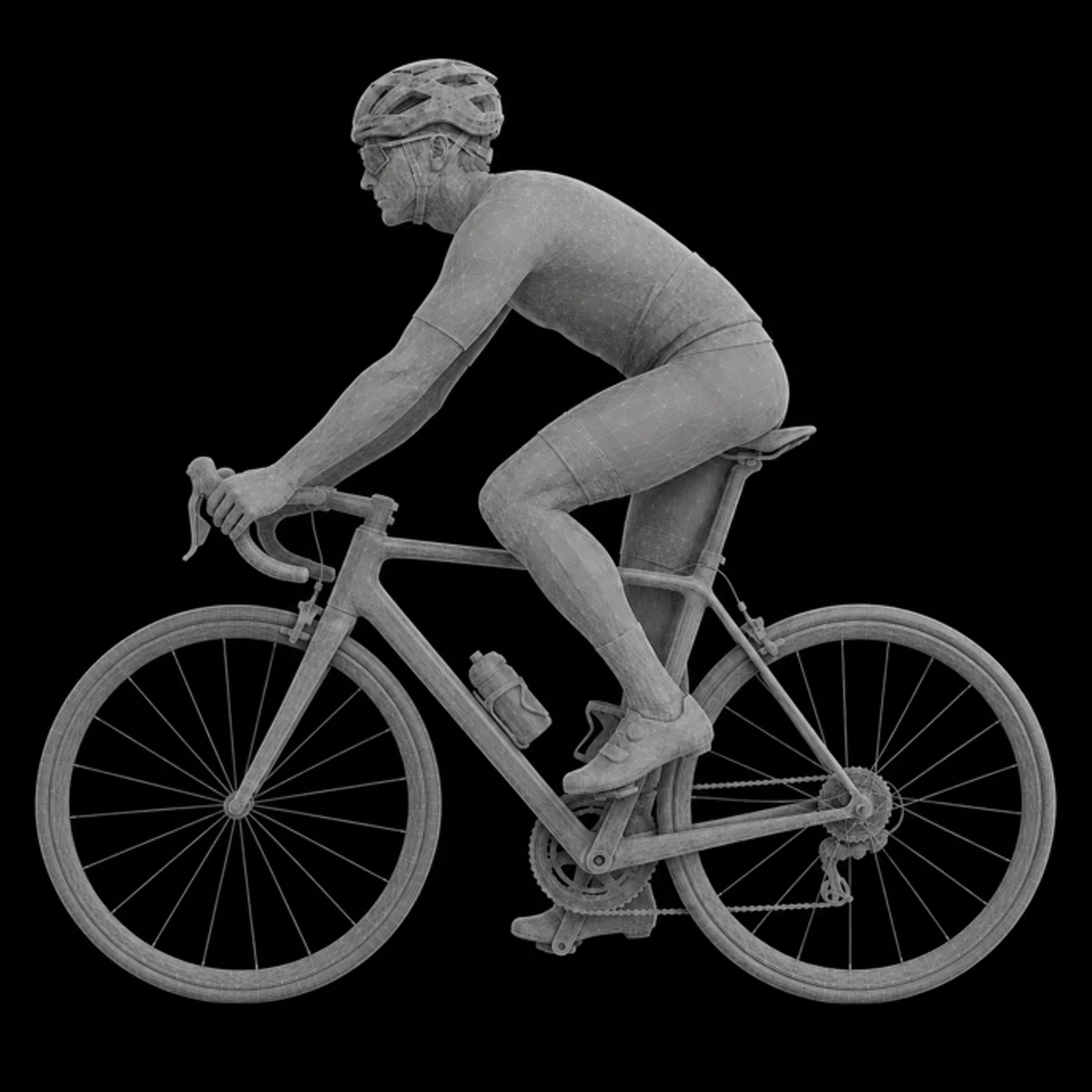 The rider in an upright position on the bike