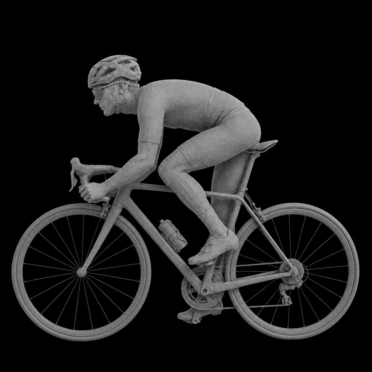 The rider in a lower position on the bike